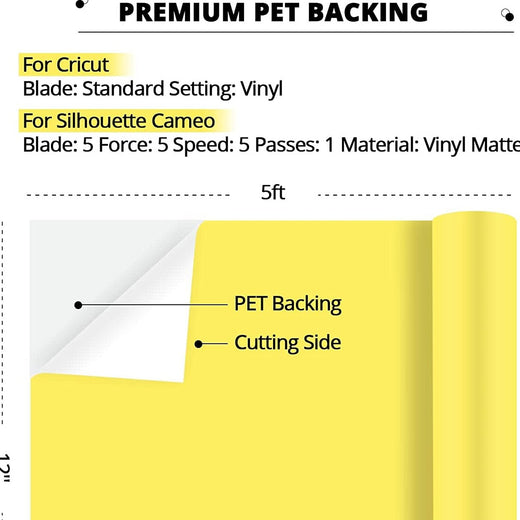 HTVRONT Permanent Vinyl Adhesive Vinyl 12 X 5 FT Vinyl Roll Easy To Cut
