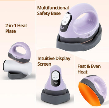 【Christmas Deals】 HTVRONT Mini3 Heat Press Machine- Customized Temp & Time, Larger Flat Curved Plate(3 colors)Small Heat Press Machine for T-Shirts, Hats, Mugs,Bags,Hats with Digital Display, Memory Function, and Insulated Base.