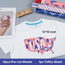 American Flag Patterned Heat Transfer Vinyl Bundle 12" x 10" - 13 Pack Series 2