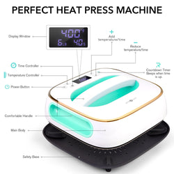 [Premium Bundle] Tshirt Heat Press Machine-10"X10"+Premium Bundle(HTV*10+PUFF HTV*8+Sublimation paper*25+Sublimation HTV+Heat Transfer Paper*10+Heat Press Mat +Tools ≥$104)