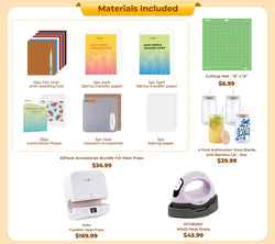 [All in bundle]HTVRONT Auto Tumbler+Mini3 Heat Press Machine+advanced Bundle(Multicolor HTV*10+Sumblimation Paper*25+Glasses 16oz*4+Transfer paper*10+PTFE Teflon Sheet+Heat Press Mat+Weeding Tools≥83＄)