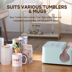 [Buy Bundle get FREE Mini2 Machine]Auto Tumbler Heat Press Machine+Great Bundle(Sublimation Paper*30 +36pcs HTV+Sublimation  Mugs-11oz*6+Sublimation HTV*5+Permanent Vinyl*7+Sticker Paper*20+Weeding Tools*4≥$126)