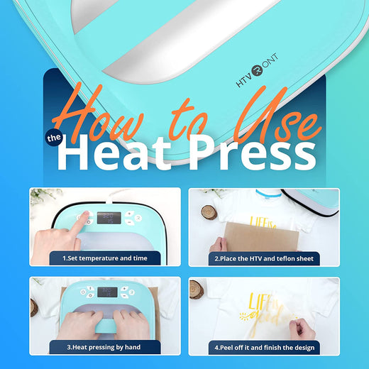 HTVRONT Heat Press Machine for T Shirts, Portable Heat Press 10X10 - Heat  Up Fast & Distribute Heat Evenly, Tshirt Press Machine for Sublimation,  HTV, Heat Transfer Projects (Light Green)