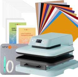 [Halloween Flash Sale] Auto Heat Press Machine 15" x 15" 110V with 52 Pcs Heat Press Accessories (HTV, Heat Transfer Paper, Subli Paper, Tools)