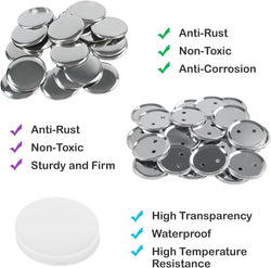 [Buy Button Parts get Free Button Machine]HTVRONT Blank Button Making Supplies Bundle(1640Pcs 58mm/2.25 inch for Button Machine Maker 58mm)for school,office,party