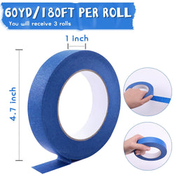 Blue Painters Tape - 3 Rolls 2.5mm x 55m