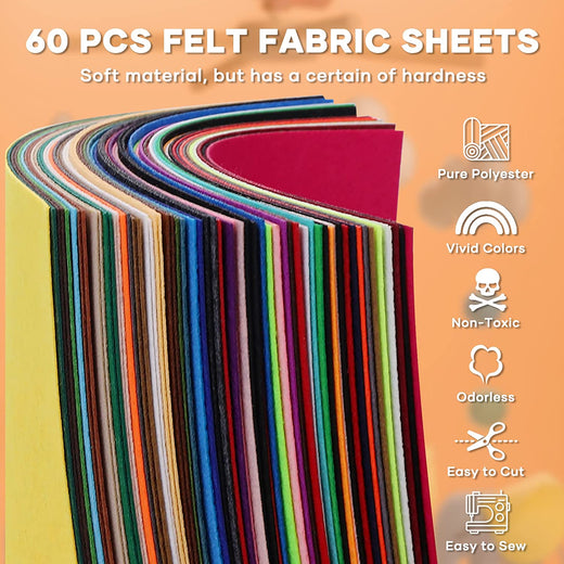 A4 Size - Felt Fabric Sheet for Crafting Pack of 10 Colors