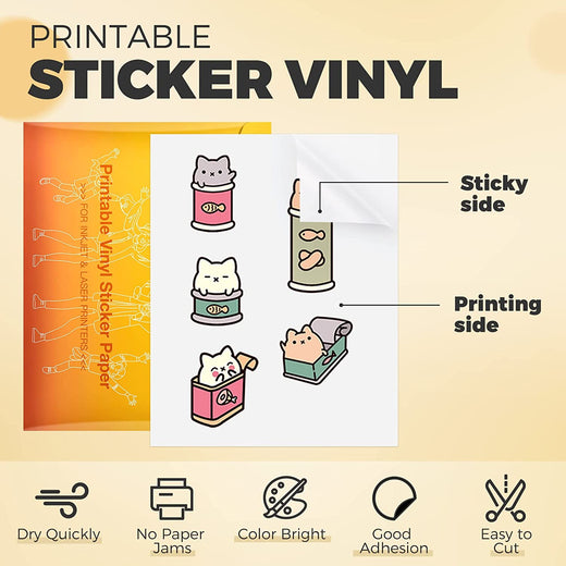 HTVRONT Printable Vinyl Sticker Paper - 8.5x11 Inches Outdoor Decals  Waterproof