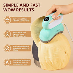 [Halloween Limited Offer]HTVRONT Hat Heat Press Machine+Limited Time Bundle(Baseball Cap Blank+PUFF HTV*8+Sumblimation Paper*30+Sumblimation HTV*5+PTFE Teflon Sheet+Gloves≥63＄)