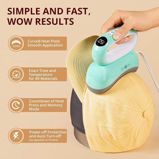 [Halloween Limited Offer]HTVRONT Hat Heat Press Machine+Limited Time Bundle(Baseball Cap Blank+PUFF HTV*8+Sumblimation Paper*30+Sumblimation HTV*5+PTFE Teflon Sheet+Gloves≥63＄)