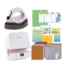 [All in bundle]HTVRONT Auto Tumbler+Mini3 Heat Press Machine+advanced Bundle(Multicolor HTV*10+Sumblimation Paper*25+Glasses 16oz*4+Transfer paper*10+PTFE Teflon Sheet+Heat Press Mat+Weeding Tools≥83＄)