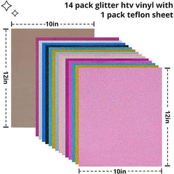 Glitter HTV Heat Transfer Vinyl Sheets - 15 Pack 12" x 10"