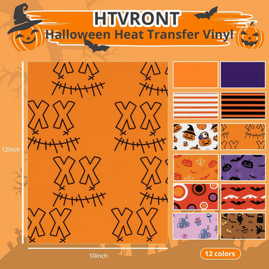 HTVRONT Auto Heat Press Machine 15" x 15" 110V & 12 Sheets Halloween HTV Vinyl 12"x10"