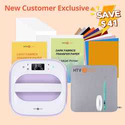 [New Customer Exclusive]HTVRONT T shirt Heat Press Machine-10"X10"+ Great Valued  Bundle(HTV vinyl*10+Sublimation paper*25+Heat Transfer Paper*10+ Heat Press Mat +Tools ≥37＄)