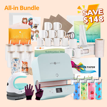 [All In Bundle] Auto Tumbler Heat Press Machine 120V+All In Bundle(150pcs Sublimation Paper +Sublimation Tumbler 20oz*8+Glass 16oz*8+Mugs 11oz*12+Mini2 Press Machine+HTV*10+Sublimation HTV*5+White Glitter HTV+Sticker Paper*40+PTFE Teflon*3+Tools≥$287)