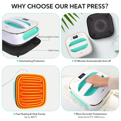 [Premium Bundle] Tshirt Heat Press Machine-10"X10"+Premium Bundle(HTV*10+PUFF HTV*8+Sublimation paper*25+Sublimation HTV+Heat Transfer Paper*10+Heat Press Mat +Tools ≥$104)