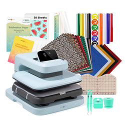 [Christmas Deals]HTVRONT Auto2 Heat Press+Christmas Bundle(PUFF HTV*8+Glitter HTV*5+Christmas HTV*13+Sumblimation Paper*30+Sumblimation HTV roll+Transfer paper*6+PTFE Teflon Sheet+T shirt Rules+Weeding Tools≥105＄)