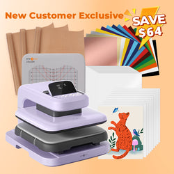 [New Customer Exclusive]HTVRONT Auto2 Heat Press Digit 15x15+55 Pack Heat Press Accessories(HTV*15+Sumblimation Paper*20+Sumblimation HTV*20+T shirt Ruler+Heat Press Mat+Teflon Sheet+Heat Tape+Weeding Hook)