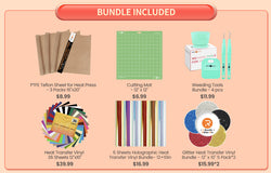 [HTV Essential Bundle] Auto Heat Press Machine 15" x 15" 110V + Heat Transfer Vinyl & Tools Bundle