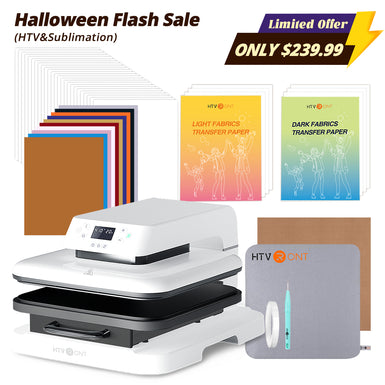 [Halloween Flash Sale] Auto Heat Press Machine 15" x 15" 110V with 52 Pcs Heat Press Accessories (HTV, Heat Transfer Paper, Subli Paper, Tools)