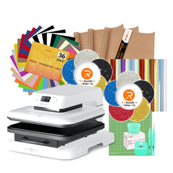 [HTV Essential Bundle] Auto Heat Press Machine 15" x 15" 110V + Heat Transfer Vinyl & Tools Bundle