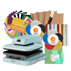 [HTV Essential Bundle] Auto Heat Press Machine 15" x 15" 110V + Heat Transfer Vinyl & Tools Bundle