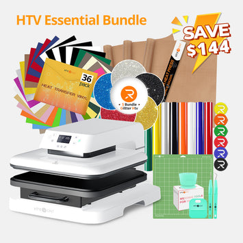 [HTV Essential Bundle] Auto Heat Press Machine 15" x 15" 110V + Heat Transfer Vinyl & Tools Bundle