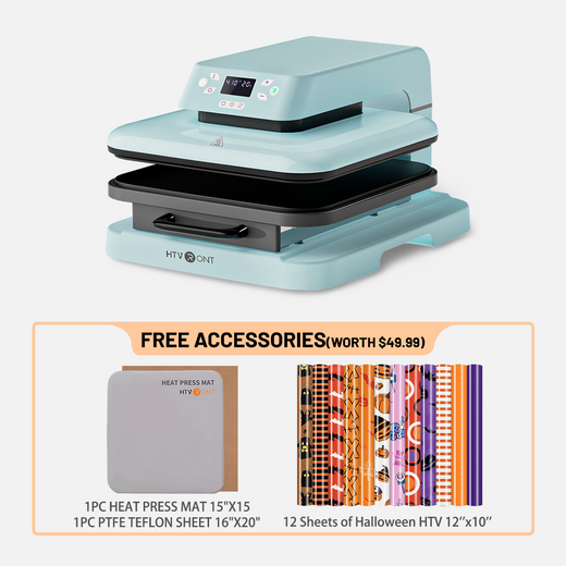 HTVRONT Auto Heat Press Machine 15" x 15" 110V & 12 Sheets Halloween HTV Vinyl 12"x10"