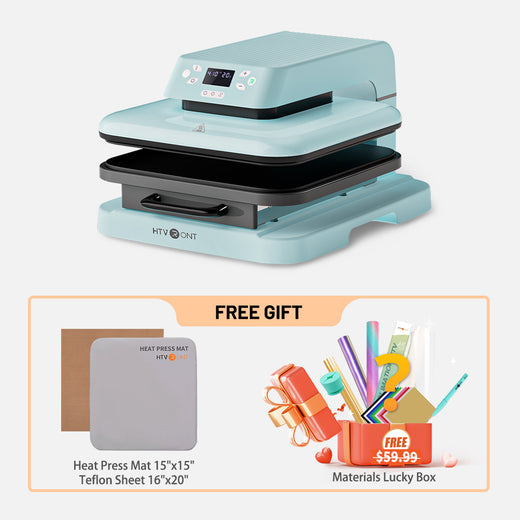 HTVRONT Auto Heat Press Machine 15" x 15" 110V - (2 Colors) & Free Accessories Box