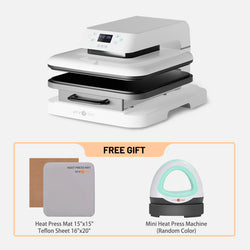 HTVRONT Auto Heat Press Machine 15" x 15" 110V & Free Mini Heat Press Machine