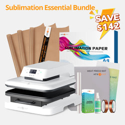 [Sublimation Essential Bundle] Auto Heat Press Machine 15" x 15" 110V + Sublimation & Tools Essential Bundle