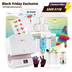 [BF Offer] Auto Tumbler Heat Press Machine 120V +Super Valued Bundle(30pcs Sublimation Paper+6pack Sublimation Mugs Blank-11oz+4Pack Glass 16oz+4Pack Tumbler Blank- 20oz+Sublimation HTV*5+Sticker Paper*20+Glitter Rainbow Adhesive Roll≥$168)