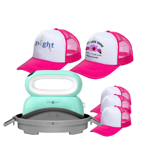 [Trucker Caps Bundle]Hat Heat Press Machine+Hats Trucker Hat 5PCS