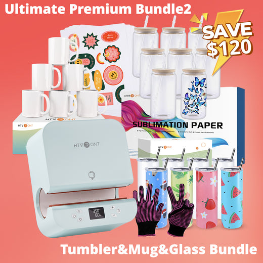 [Premium Bundle] Auto Tumbler Heat Press Machine 120V+Premium Box(30pcs Sublimation Paper+8pack Sublimation Tumbler 20 OZ+8Pack/4Pack Sublimation Glass 16oz+6pack/12pack Sublimation Mugs Or Mini2 Heat Press+Sticker Paper*20+Tools)