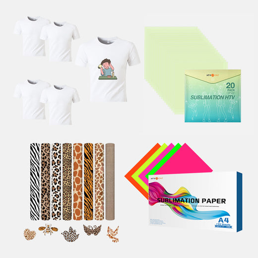 [T-shirt Bundle] 5 Pack L Size T-Shirt & Sublimation Paper & HTV  Bundle