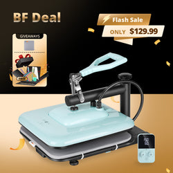 [⚡Flash Deal] HTVRONT Manual Heat Press Machine 15" x 15" 110V - (2 Colors) & Free Materials