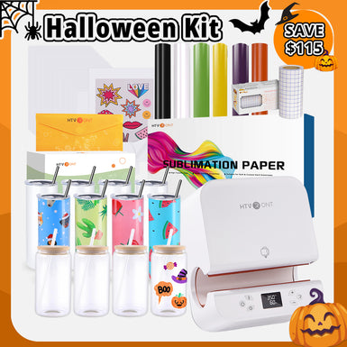 [🎃Halloween Kit] Auto Tumbler Heat Press Machine 120V +Tumbler&Glasses Bundle(6 Rolls Halloween colors Permanent Vinyl+30pcs Sublimation Paper +8pack Sublimation Tumbler Blank- 20oz +4pack Glass 16oz +Sticker Paper*15+Transfer Tape≥$170)