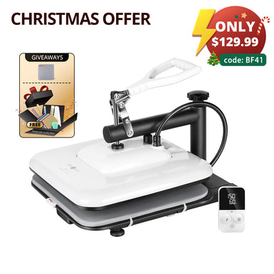 [⚡Flash Deal] HTVRONT Manual Heat Press Machine 15" x 15" 110V - (2 Colors) & Free Materials