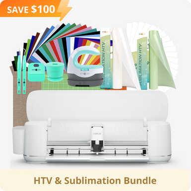 [HTV & Sublimation Bundle] LOKLiK iCraft™ Cutting Machine + HTV & Sublimation Bundle (mini heat press, 36 sheets HTV, 150 sheets sublimation paper, 2 rolls sublimation htv, weeding tools)