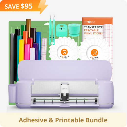 [Adhesive & Printable Bundle] LOKLiK iCraft™ Cutting Machine + Adhesive & Printable Bundle(15 rolls adhesive vinyl with transfer tape, 75 sheets printable paper, essential tools)