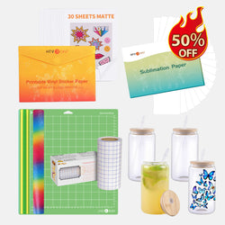 [Sublimation Glass Bundle] 4 Pack Clear Glass Tumbler+150 Sheets Sublimation Paper+Adhesive+Sticker Paper Bundle