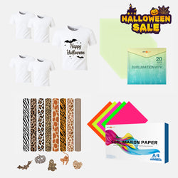 [Halloween T-shirt Bundle] 5 Pack L Size T-Shirt & Sublimation Paper & HTV  Bundle