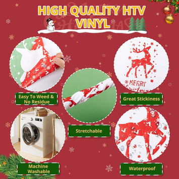 Christmas Patterned Heat Transfer Vinyl Bundle - 13 Sheets 12"x10"