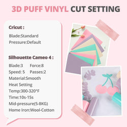 3D Puff Pastel Heat Transfer Vinyl  12"x10" - 9 Sheets