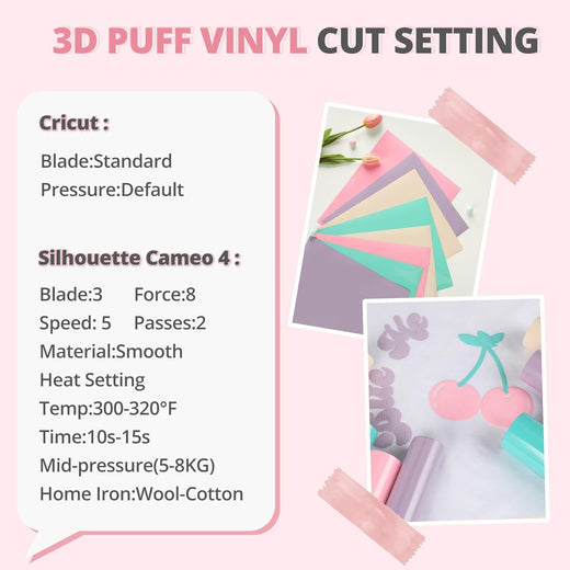 3D Puff Pastel Heat Transfer Vinyl  12"x10" - 9 Sheets