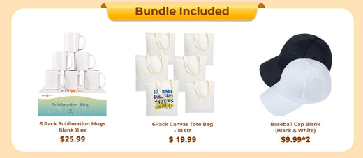 [🎃Halloween Benefit]Buy Blanks Bundle Get Free Mini3(Bundle Included 6 Pack Canvas Tote Bag, 6 Pack Sublimation Mugs Blank 11 oz,2Pack Baseball Cap Blank)