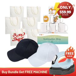 [Christmas Benefit]Buy Blanks Bundle Get Free Mini3(Bundle Included 6 Pack Canvas Tote Bag, 6 Pack Sublimation Mugs Blank 11 oz,2Pack Baseball Cap Blank)