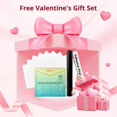 Free Valentine's Gift Set：10 Sheets Sublimation HTV & 1 Roll 5ft Adhesive Vinyl