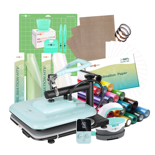 [Ultimate Premium Bundle] HTVRONT Manual Heat Press Machine 15" x 15" 110V + Everything Bundle (Heat Transfer Vinyl, Sublimation Materials, Mini Heat Press Machine, Tools)