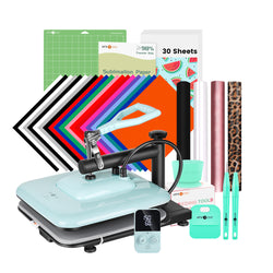 [New User Exclusive] HTVRONT Manual Heat Press Machine 15" x 15" 110V + HTV & Sublimation Bundle (Heat Transfer Vinyl, Sublimation Paper, Weeding Tools, Cutting Mar)